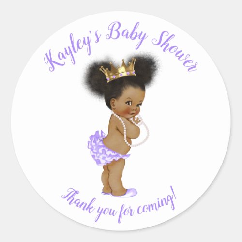 Vintage Princess Purple African American Classic Round Sticker