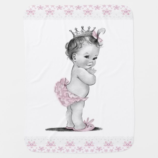 Vintage Princess Receiving Blanket (Front)