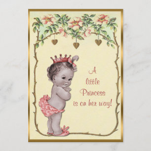 Vintage Princess Roses & Hearts Baby Shower Invitation
