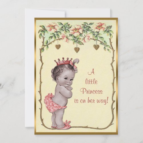 Vintage Princess Roses  Hearts Baby Shower Invitation