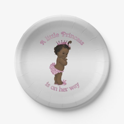 Vintage Princess Silver Baby Shower Paper Plates