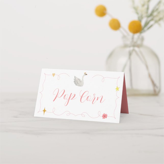 Vintage Princess - Swan Food Tent Labels Place Card (Front)