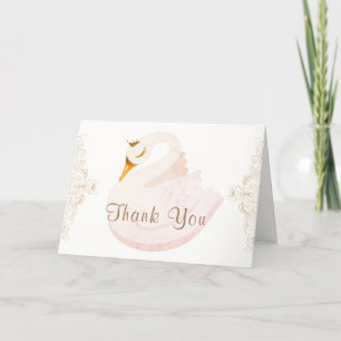 Vintage Princess Swan Girl Baby Shower  Thank You Card