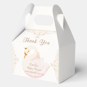 Vintage Princess Swan Girl Baby Shower Thank You Favor Boxes