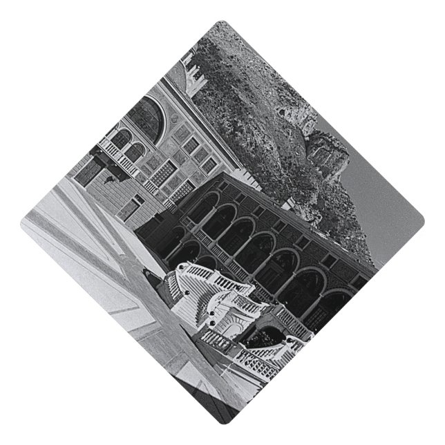 Vintage Principality Monaco palace courtyard Graduation Cap Topper (Front)