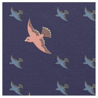 Vintage Print Art Deco Flying Bird Fabric