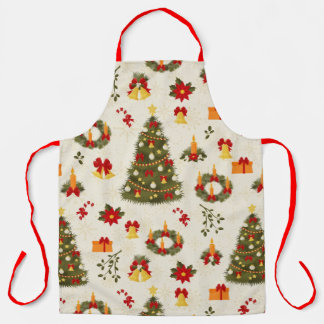 Vintage Print Christmas Apron