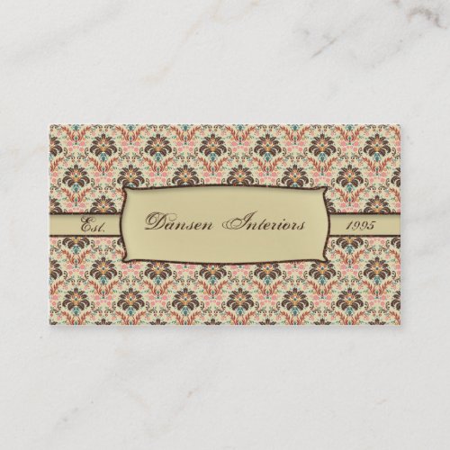 Vintage Print Damask Business Card