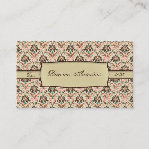 Customizable Vintage Print Damask Business Card