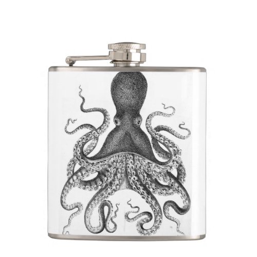 Vintage Print Octopus Flask