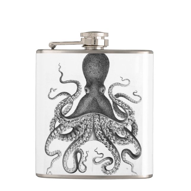 Vintage Print Octopus Flask (Front)