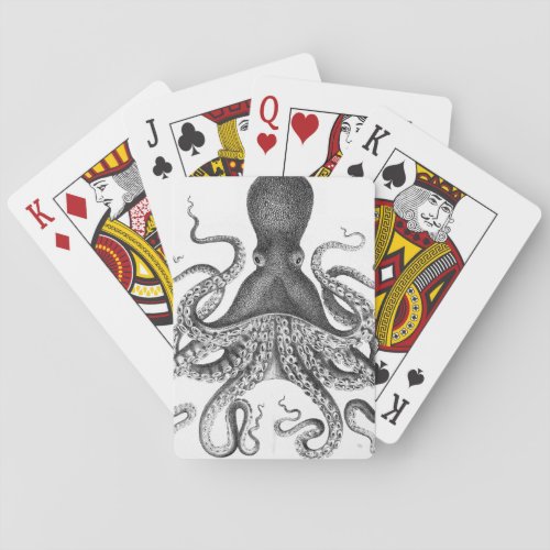 Vintage Print Octopus Poker Cards