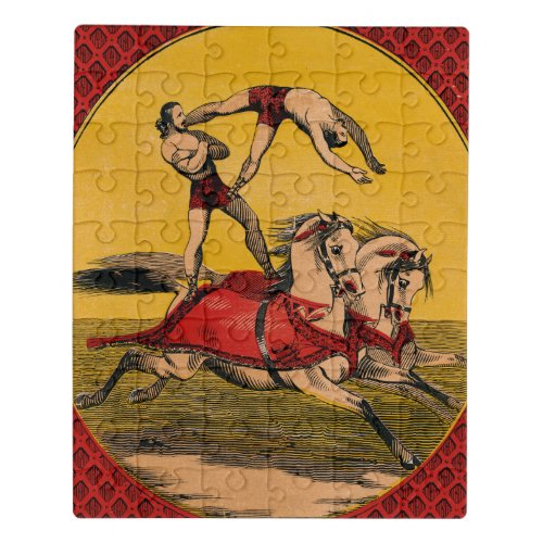 Vintage Print Of Bareback Riders Perfoming Stunts Jigsaw Puzzle
