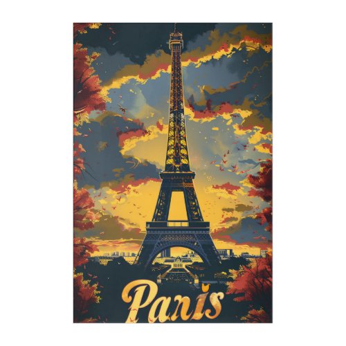 Vintage Print of the Eiffel Tower Paris Acrylic Print