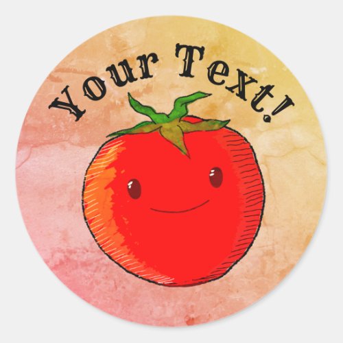 Vintage Print Style Cute Cartoon Tomato Classic Round Sticker