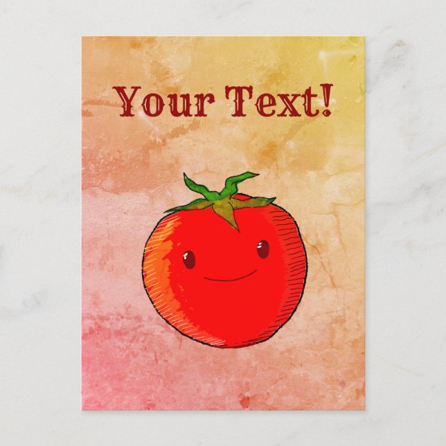 Vintage Print Style Cute Cartoon Tomato Postcard (Front)