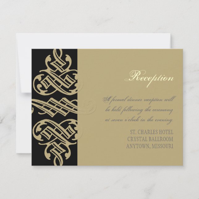 Vintage Printers Ornament Swirl Reception Invite (Front)