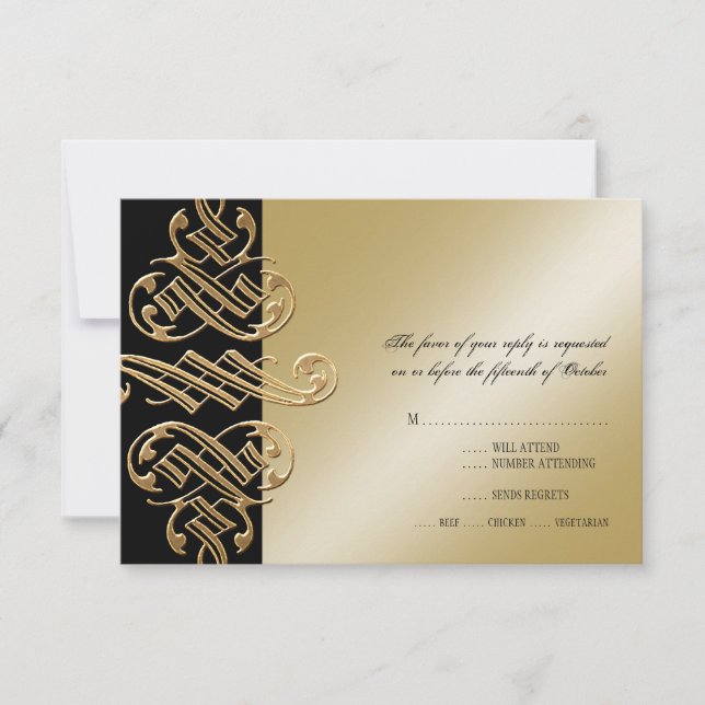 Vintage Printers Ornament Swirl RSVP Response Card (Front)