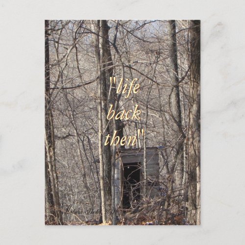 Vintage Privy in the woods_any occasion Postcard