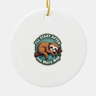 Vintage Procrastination Sloth Funny Student Shirt  Ceramic Ornament