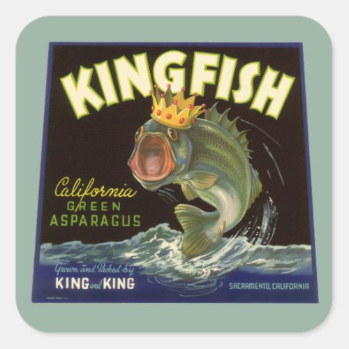 Vintage Product Can Label Art Kingfish Asparagus