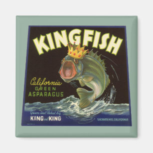 Vintage Product Can Label Art, Kingfish Asparagus Magnet