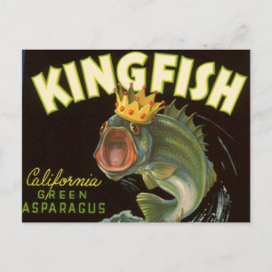 Vintage Product Can Label Art, Kingfish Asparagus Postcard