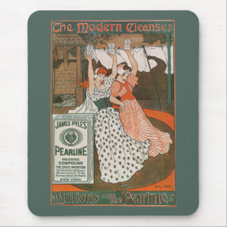Vintage Product Label Art Pearline Modern Cleanser Mouse Pad