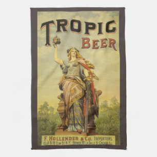 Vintage Product Label Art, Tropic Beer Gladiator Kitchen Towel