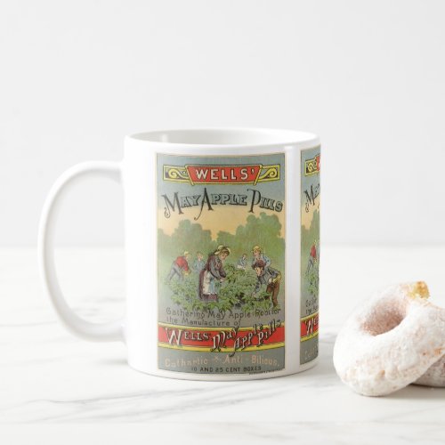 Vintage Product Label Art Wells May Apple Pills Coffee Mug