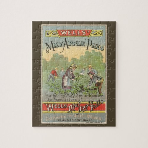 Vintage Product Label Art Wells May Apple Pills Jigsaw Puzzle