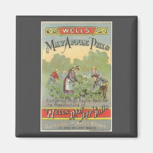 Vintage Product Label Art, Wells May Apple Pills Magnet