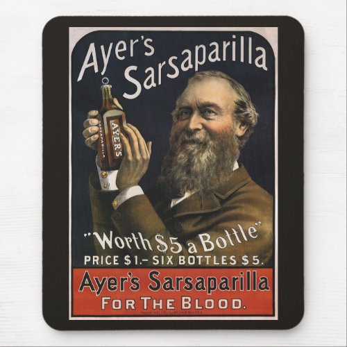 Vintage Product Label Ayers Sarsaparilla Drink Mouse Pad