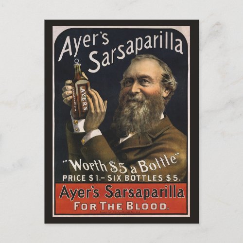 Vintage Product Label Ayers Sarsaparilla Drink Postcard