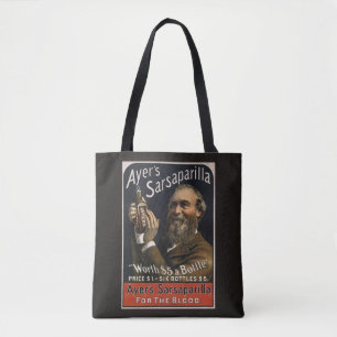 Vintage Product Label, Ayer's Sarsaparilla Drink Tote Bag