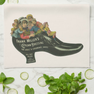 Vintage Product Label, Frank Miller's Shoe Polish Kitchen Towel