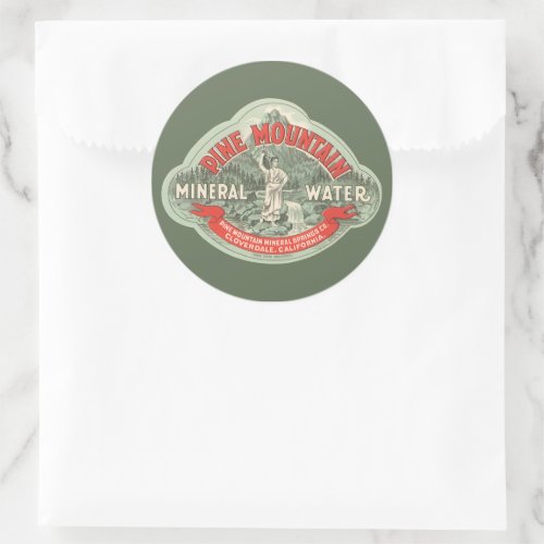 Vintage Product Label Pine Mountain Mineral Water Classic Round Sticker