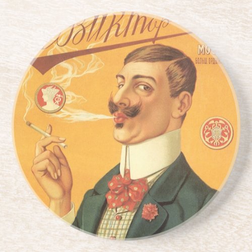 Vintage Product Label Russian Cigarette Tobacco Drink Coaster