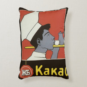 Vintage Product Label, Russian Hot Chocolate Kakao Accent Pillow