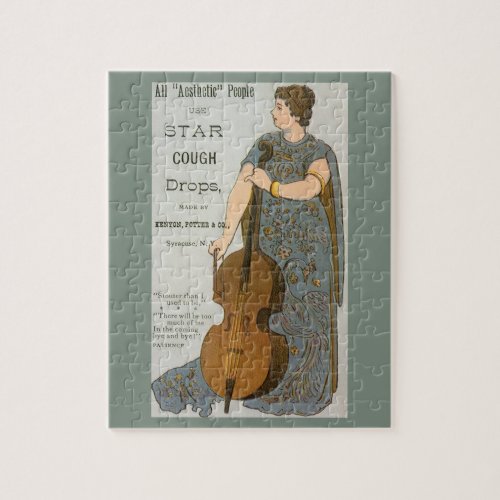 Vintage Product Label Star Cough Drops with Cello Jigsaw Puzzle