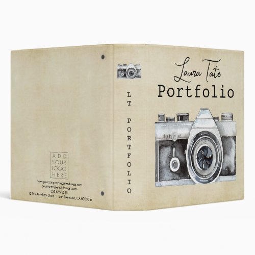 Vintage Professional Camera Photographer Portfolio 3 Ring Binder