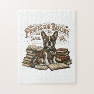 Vintage Professor Biscuit Frenchie Esquire Jigsaw Puzzle