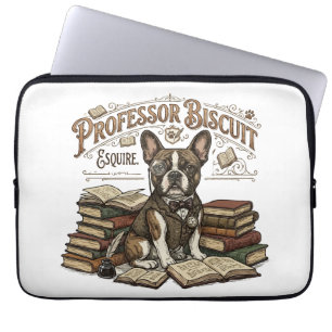 Vintage Professor Biscuit Frenchie Esquire Laptop Sleeve