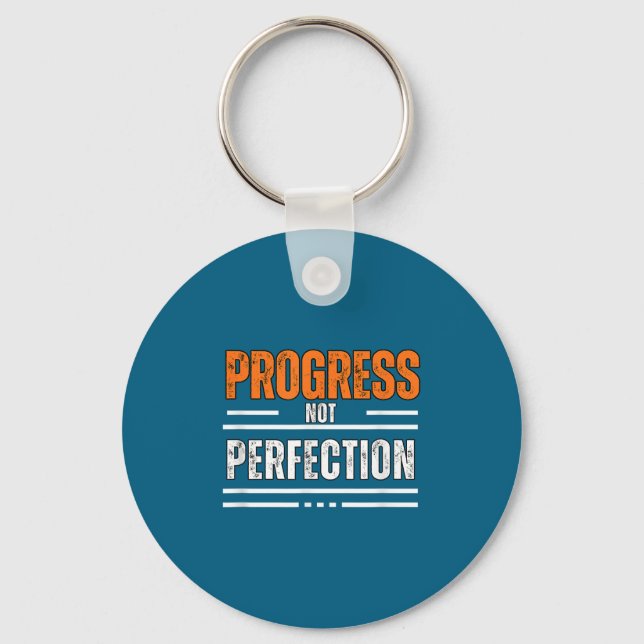 Vintage Progress Not Perfection Motivational Phras Keychain (Front)