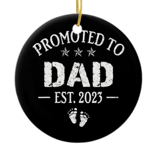 Vintage Promoted to Dad 2023 for New Dad First Ceramic Ornament