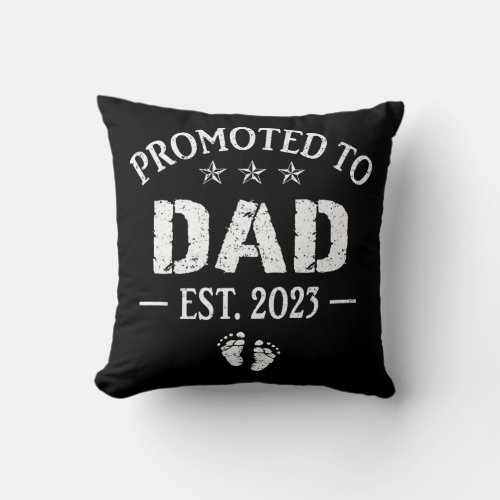 Vintage Promoted to Dad 2023 for New Dad First Throw Pillow
