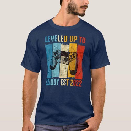 Vintage Promoted To Daddy EST 2022 Men Leveled Up T_Shirt