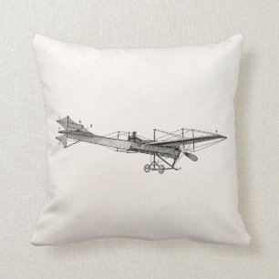Vintage Propeller Airplane Retro Old Prop Plane Throw Pillow