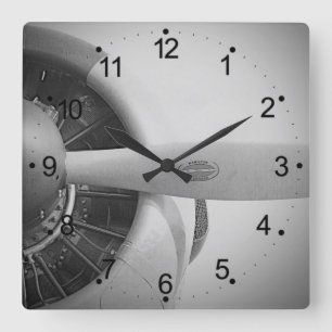 Vintage Propeller Airplane Square Wall Clock
