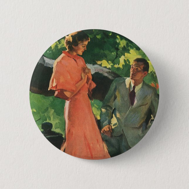 Vintage Proposal; Will You Marry Me? Button (Front)